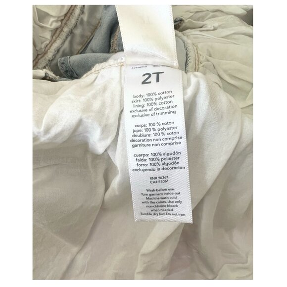 OshKosh B'Gosh Denim Tulle with Gold Sparkle Dots Overall Dress Kids Girl 2T - Picture 4 of 5